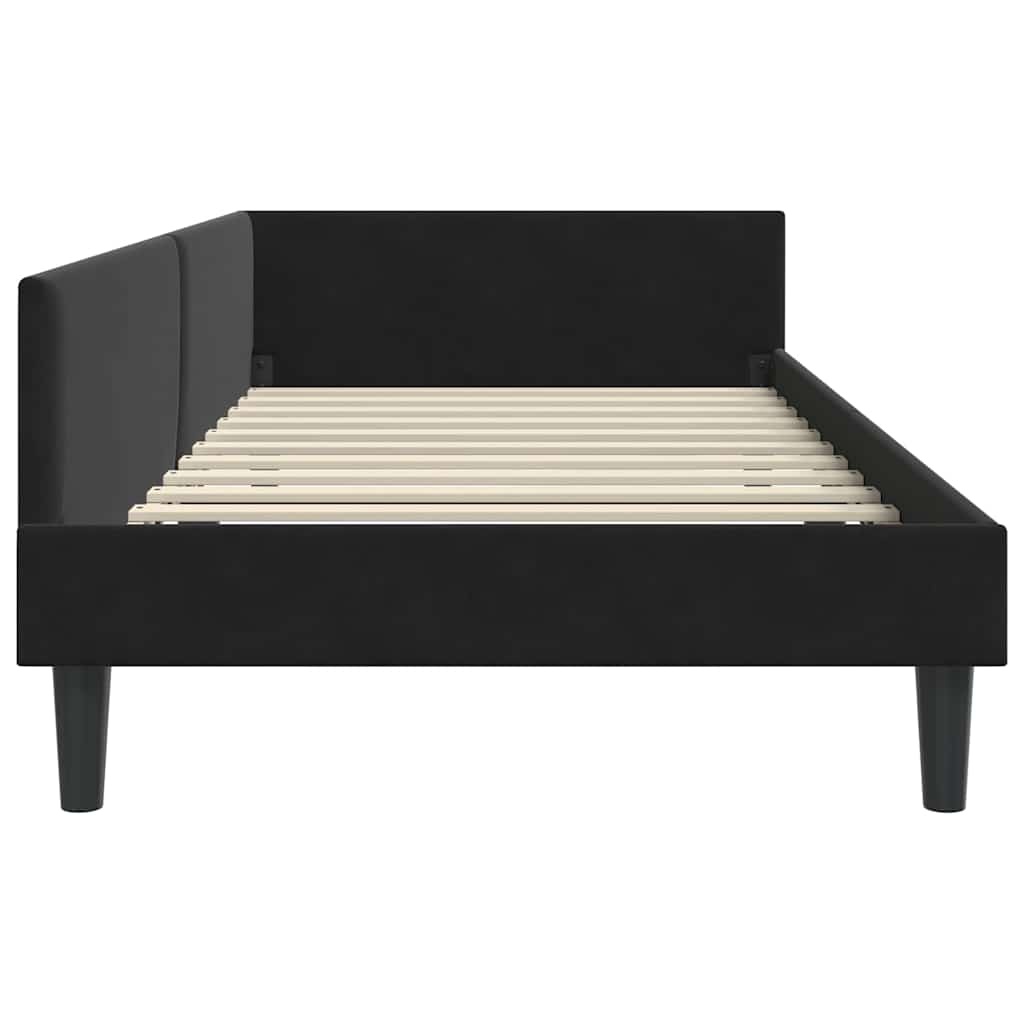 vidaXL Hoekbedframe Zwart 90 x 190 cm Velvet en Engineered hout