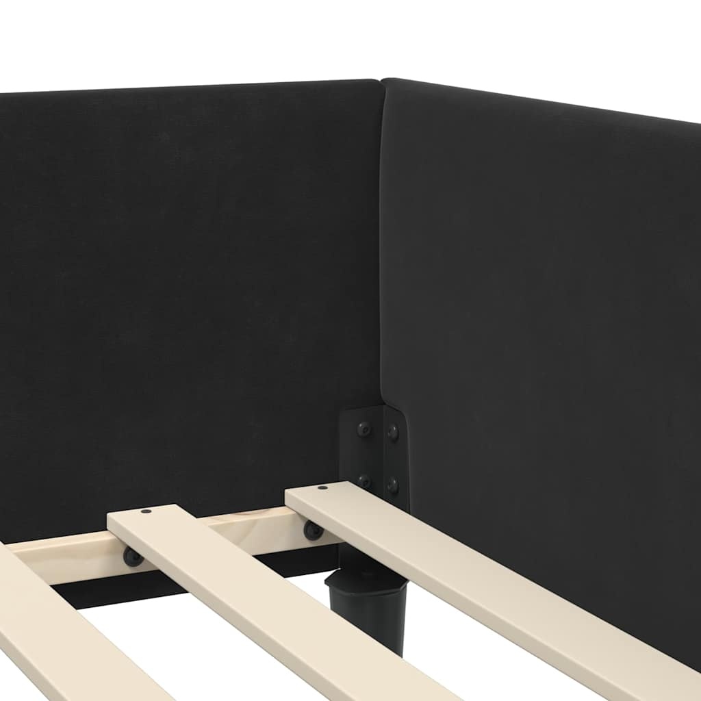 vidaXL Hoekbedframe Zwart 90 x 190 cm Velvet en Engineered hout