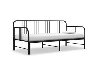 vidaXL Slaapbankframe uittrekbaar metaal zwart 90x200 cm