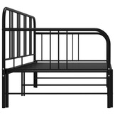 vidaXL Slaapbankframe uittrekbaar metaal zwart 90x200 cm