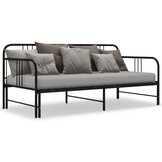 vidaXL Slaapbankframe uittrekbaar metaal zwart 90x200 cm