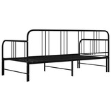 vidaXL Slaapbankframe uittrekbaar metaal zwart 90x200 cm