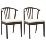 vidaXL Eetkamerstoel 2 pcs Lichtbruin en Licht Massief Rubberhout