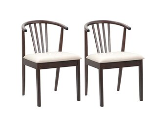 vidaXL Eetkamerstoel 2 pcs Lichtbruin en Licht Massief Rubberhout