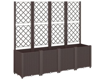 vidaXL Plantenbak met latwerk 160x40x140 cm polypropeen bruin