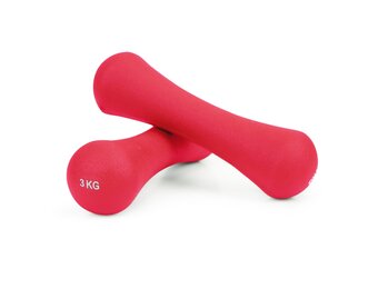 Dumbells - gewichten set 6kg - 2x 3 kg - neopreen - donkerroze