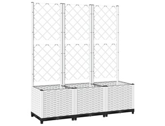 vidaXL Plantenbak met latwerk 120x40x136 cm polypropeen wit