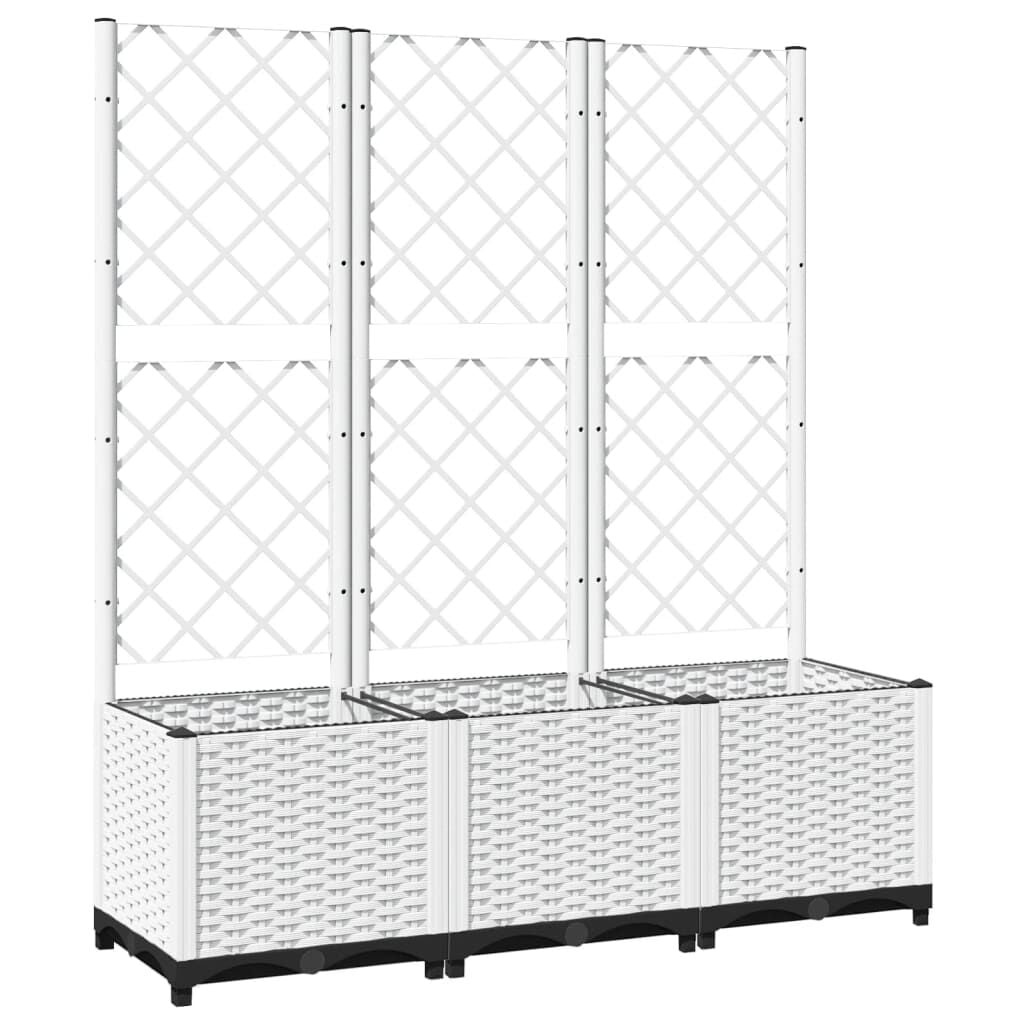 vidaXL Plantenbak met latwerk 120x40x136 cm polypropeen wit