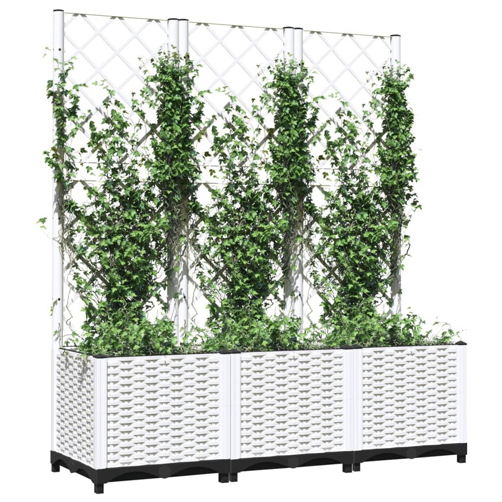 vidaXL Plantenbak met latwerk 120x40x136 cm polypropeen wit