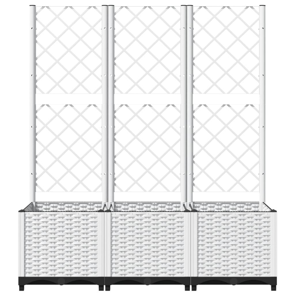 vidaXL Plantenbak met latwerk 120x40x136 cm polypropeen wit