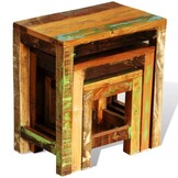 vidaXL 3-delige Bijzettafeltjesset vintage stijl gerecycled hout