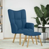 VidaXL Blauwe Relaxstoel met Voetenbank - 34% Korting