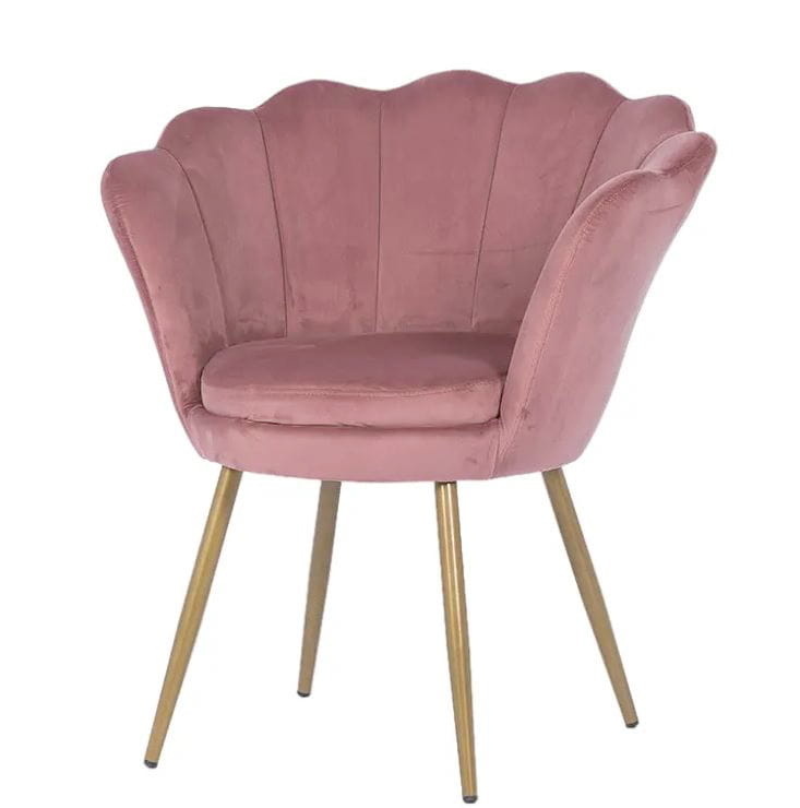 Schelp Fauteuil Velvet Roze met Gouden Poten - 59% Korting