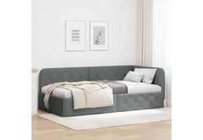 Hoekbedframe Donkergrijs Stof 90x200 cm - 35% Korting