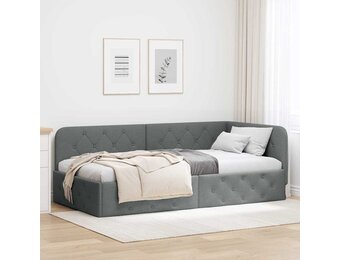 Hoekbedframe Donkergrijs Stof 90x200 cm - 35% Korting