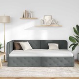 Hoekbedframe Donkergrijs Stof 90x200 cm - 35% Korting