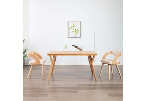 vidaXL Eetkamerstoelen Crème Kunstleer & Gebogen Hout - 2 stuks - 35% Korting
