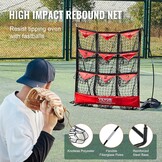 VEVOR 9-gaats honkbalnet, 91,4 x 76 cm, softbal honkbaltrainingsuitrusting voor het raken van pitching-oefeningen, draagbare snelmontagetrainer met draagtas, slagzone, grondpalen, voor jongeren en