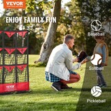 VEVOR 9-gaats honkbalnet, 91,4 x 76 cm, softbal honkbaltrainingsuitrusting voor het raken van pitching-oefeningen, draagbare snelmontagetrainer met draagtas, slagzone, grondpalen, voor jongeren en