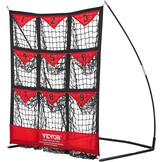 VEVOR 9-gaats honkbalnet, 91,4 x 76 cm, softbal honkbaltrainingsuitrusting voor het raken van pitching-oefeningen, draagbare snelmontagetrainer met draagtas, slagzone, grondpalen, voor jongeren en