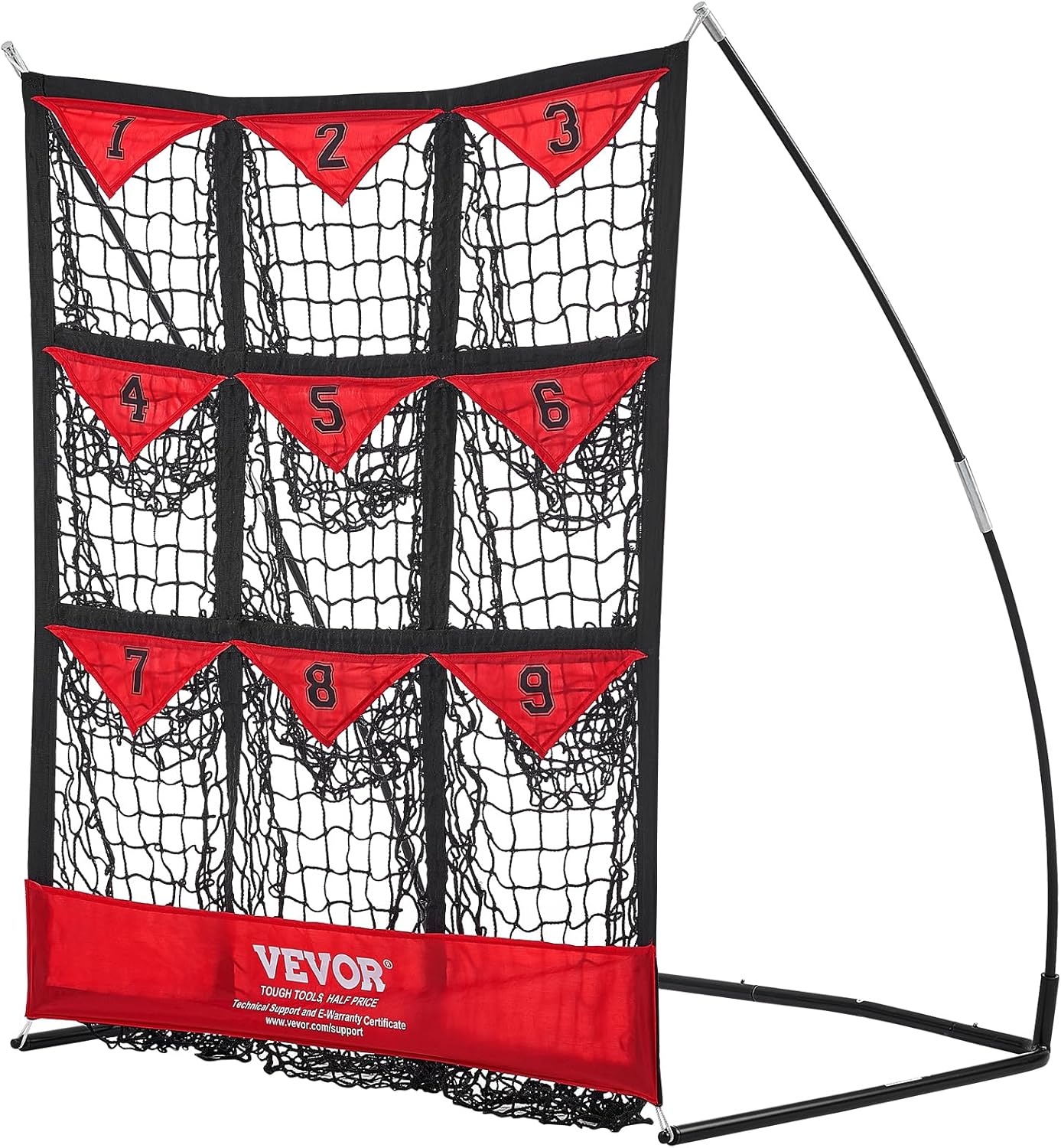 VEVOR 9-gaats honkbalnet, 91,4 x 76 cm, softbal honkbaltrainingsuitrusting voor het raken van pitching-oefeningen, draagbare snelmontagetrainer met draagtas, slagzone, grondpalen, voor jongeren en