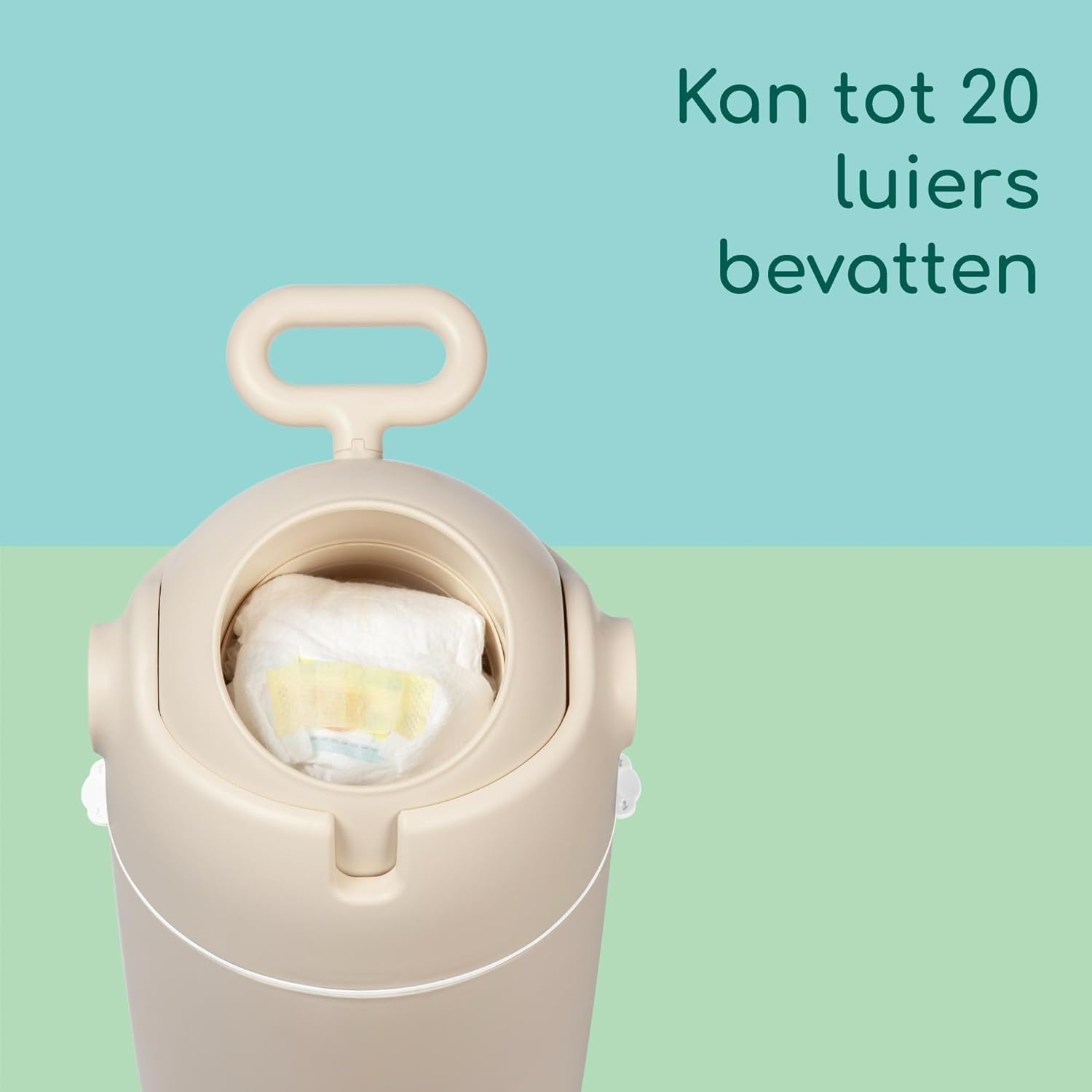 Bebeconfort geurdichte luieremmer maat M, luierafvalbak, geurvrij deksel, geschikt voor alle afvalzakken, kan tot 20 luiers bevatten, eenhandig gebruik, gerieflijk formaat, makkelijk te reinigen, Sand - Maat Medium