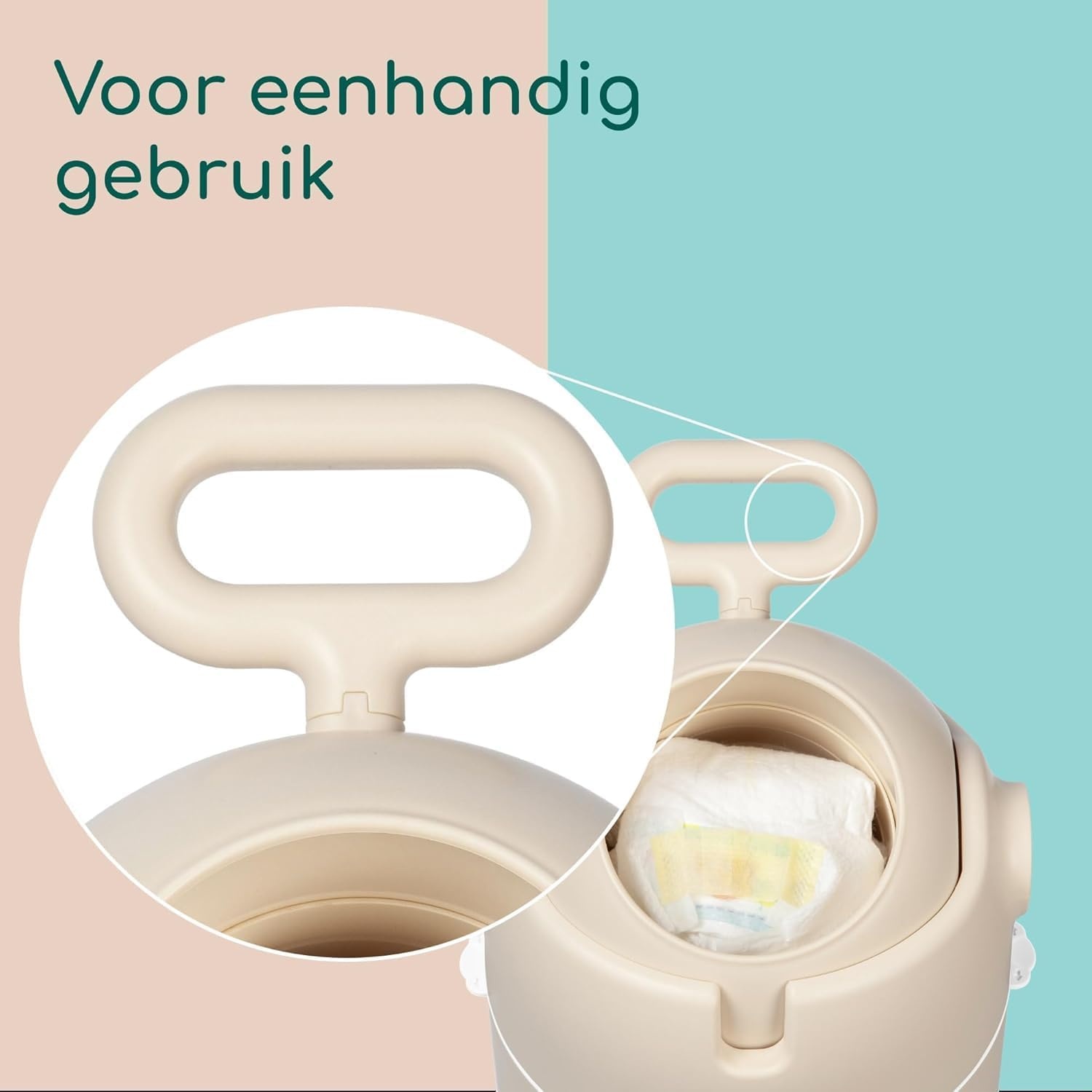 Bebeconfort geurdichte luieremmer maat M, luierafvalbak, geurvrij deksel, geschikt voor alle afvalzakken, kan tot 20 luiers bevatten, eenhandig gebruik, gerieflijk formaat, makkelijk te reinigen, Sand - Maat Medium