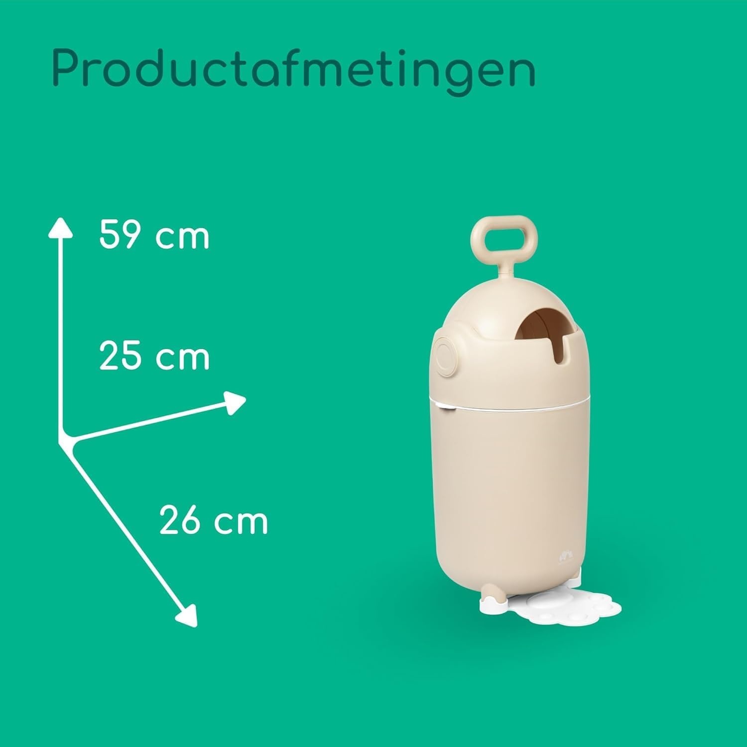 Bebeconfort geurdichte luieremmer maat M, luierafvalbak, geurvrij deksel, geschikt voor alle afvalzakken, kan tot 20 luiers bevatten, eenhandig gebruik, gerieflijk formaat, makkelijk te reinigen, Sand - Maat Medium