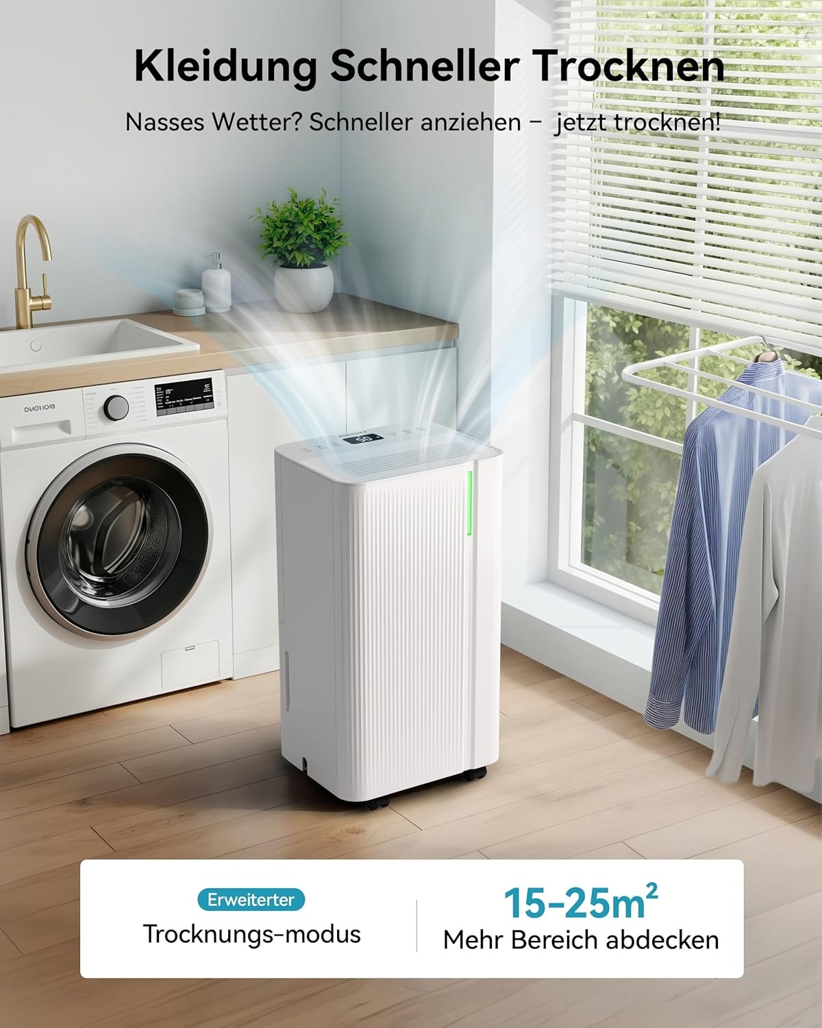 Euhomy Luchtontvochtiger 12L - Wit - Krachtige Ontvochtiging voor 25m²