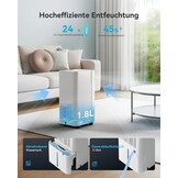 Euhomy Luchtontvochtiger 12L - Wit - Krachtige Ontvochtiging voor 25m²