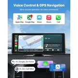 VEVOR Wireless Car Radio (254 mm) Portable Radio with Touch Screen, Compatible with Apple CarPlay Android Car, CarPlay Screen for Car with Voice Control, Mirror Link, Bluetooth, GPS Navigation - Maat 254mm