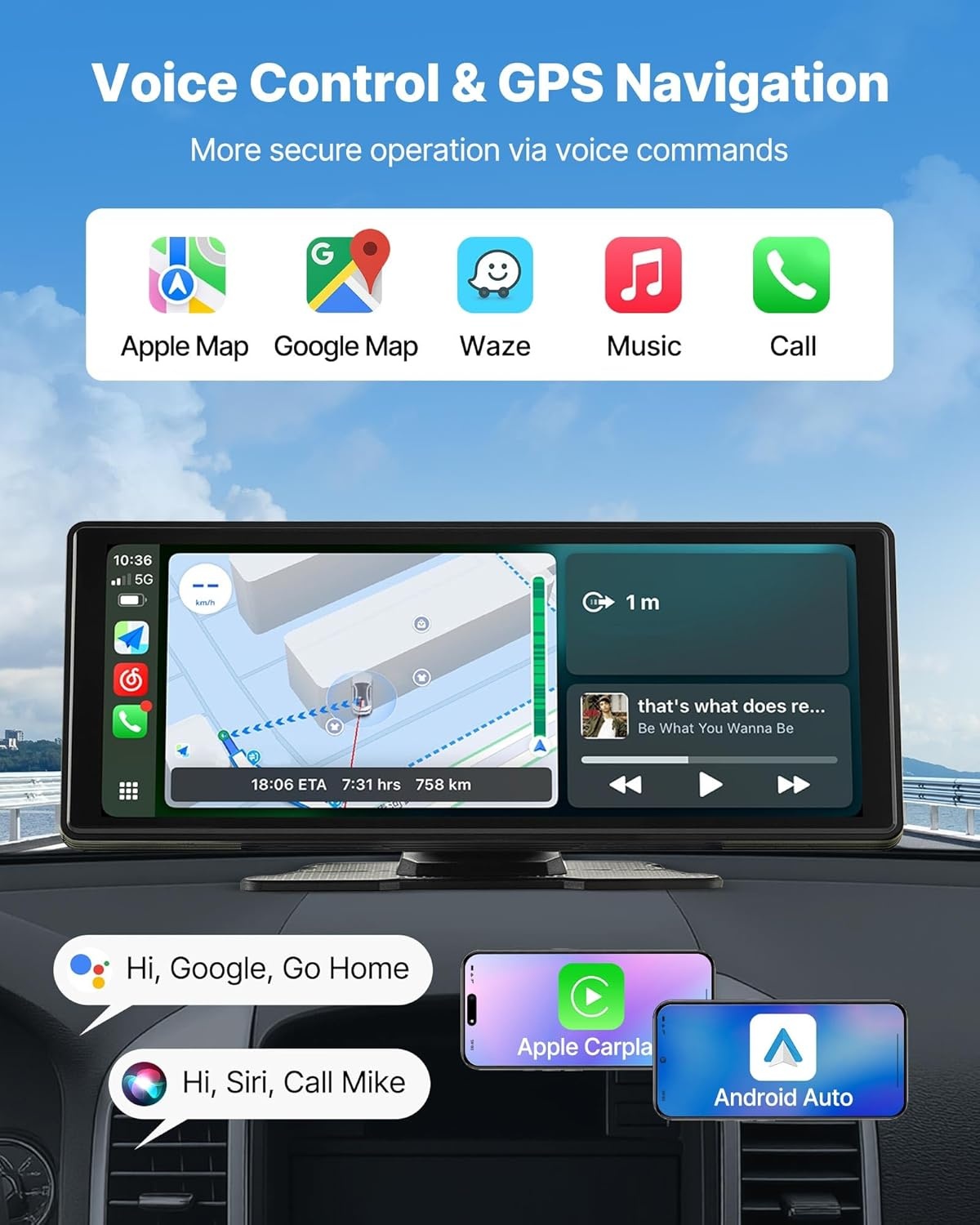 Draagbare Autoradio met 10" Touchscreen & Navigatie (34% Korting)