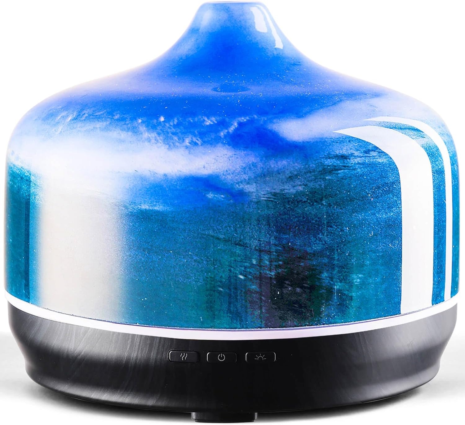 Porseme Aromadiffuser, 500 ml, handgeblazen glazen diffuser voor etherische oliën, luchtbevochtiger, ultrasoon, koele mist, stil, 7 soorten led-lichtkleuren, 15-21 uur, BPA-vrij voor woning, Dreamy