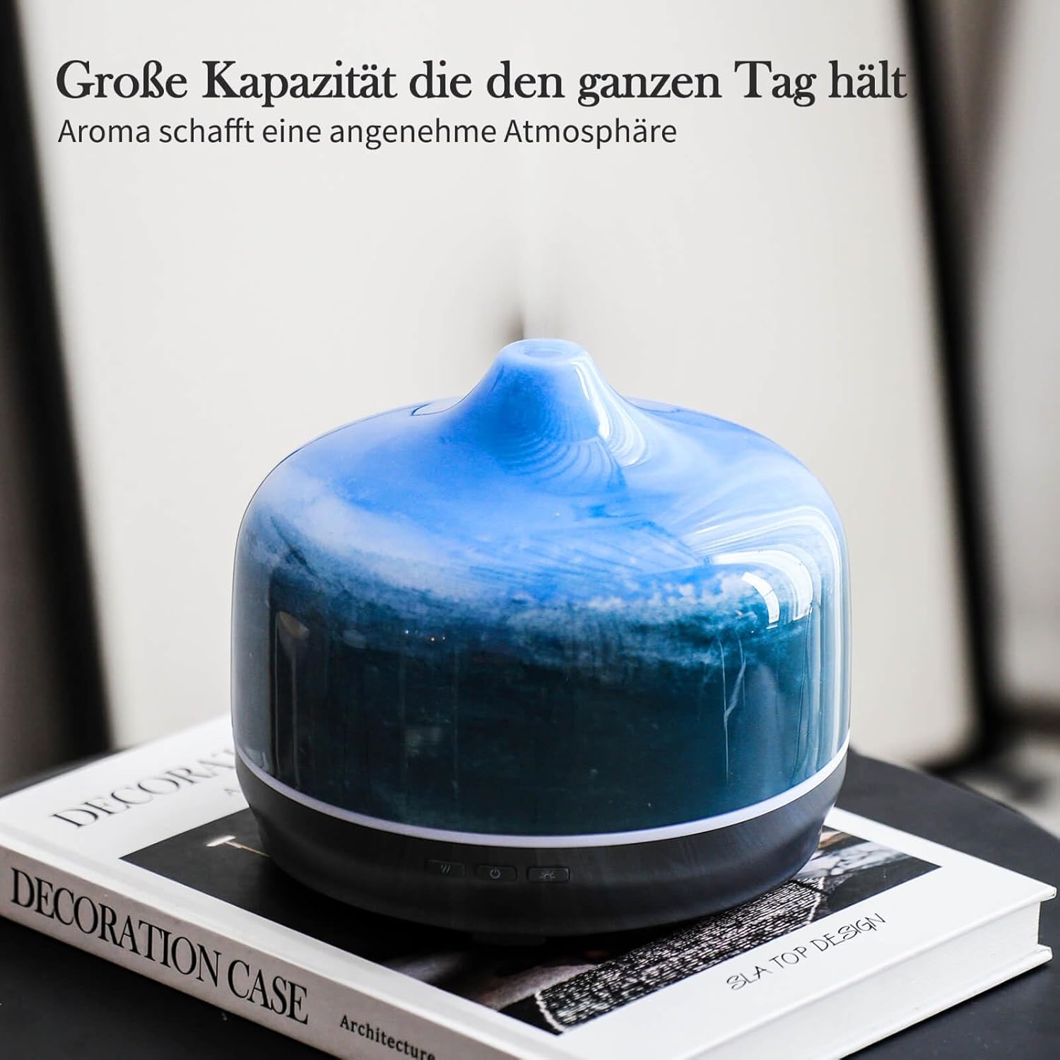 Porseme Aromadiffuser, 500 ml, handgeblazen glazen diffuser voor etherische oliën, luchtbevochtiger, ultrasoon, koele mist, stil, 7 soorten led-lichtkleuren, 15-21 uur, BPA-vrij voor woning, Dreamy