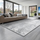 VEVOR Binnentapijt van zacht pluche met lange pool voor woonkamer, slaapkamer, modern hoogpolig esthetisch tapijt, pluisvrij, antislip, tie-dye, lichtgrijs, 1,8 x