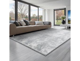 VEVOR Binnentapijt van zacht pluche met lange pool voor woonkamer, slaapkamer, modern hoogpolig esthetisch tapijt, pluisvrij, antislip, tie-dye, lichtgrijs, 1,8 x