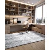 VEVOR Binnentapijt van zacht pluche met lange pool voor woonkamer, slaapkamer, modern hoogpolig esthetisch tapijt, pluisvrij, antislip, tie-dye, lichtgrijs, 1,8 x