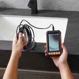 VEVOR Endoscoopcamera met dubbele lens, met halfharde kabel, 15 m, 1080p inspectiecamera met display, 8 + 1 ledverlichting, waterdicht conform IP67, voor auto's en loodgieterswerk, 145 x 85 x 26 mm