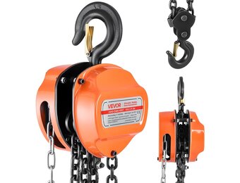 VEVOR Trekkoord met 2 T draagvermogen, handketting, 3 m hefhoogte, hoes met G80-ketting, krachtige takel, handmatige takel voor garages, magazijnen, automobielmachines, oranje
