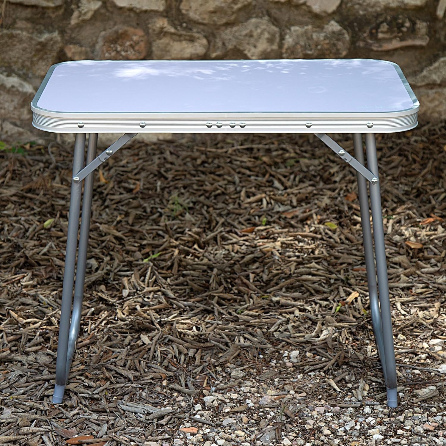 AKTIVE Camping table, foldable lightweight table, folding legs, dimensions 60 x 40 x 50 cm, MDF, steel frame, malva colours, carry handle (52870)