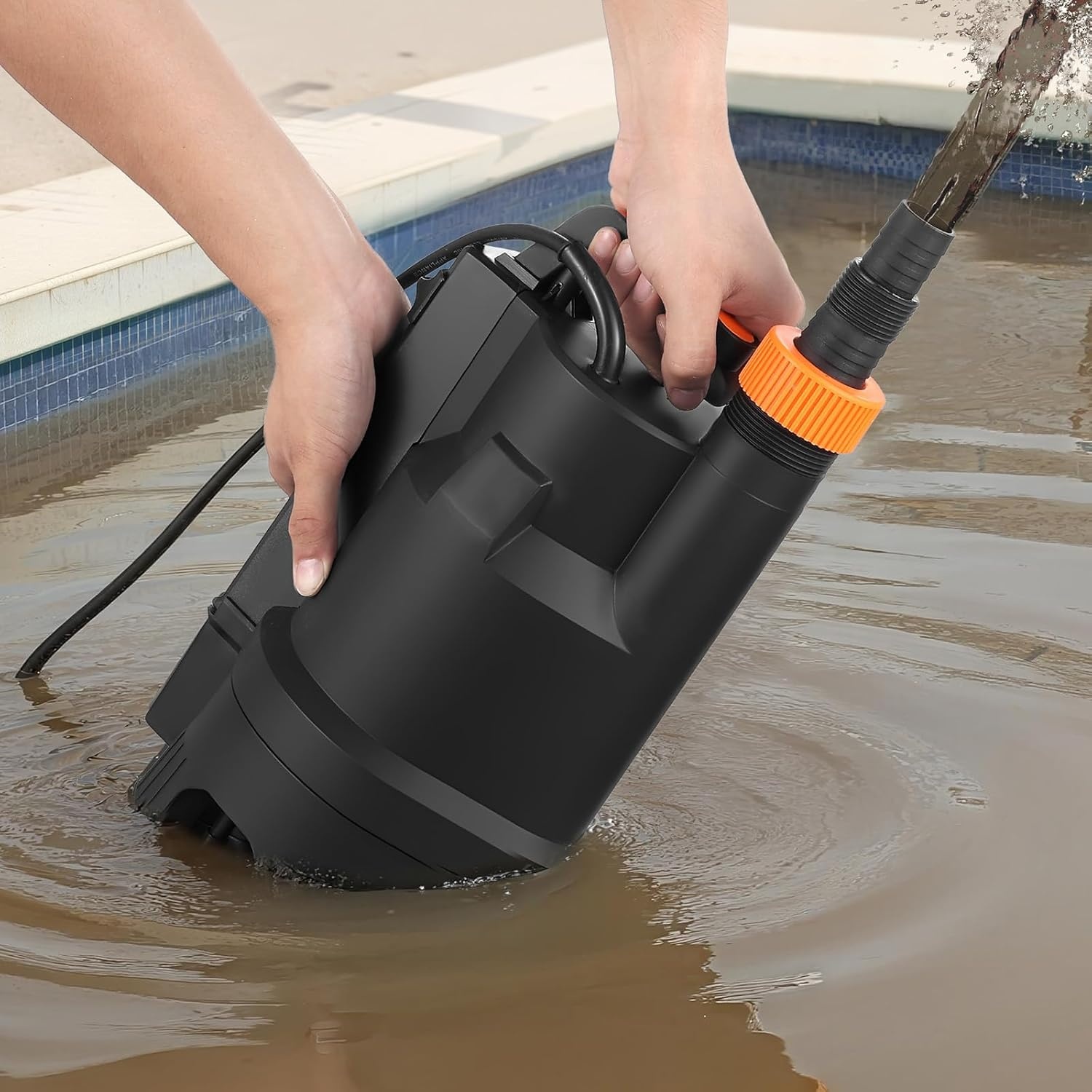 VEVOR Dompelpomp 690 W 17500 l/u voor vuil en schoon water van PP-GF20 met automatische vlotterschakelaar, lange kabel, max. hefhoogte 9 m, voor zwembad, tuin