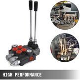 Vevor Hydraulische klep 2 spoel hydraulische directionele regelklep 11gpm hydraulische regelklep dubbelwerkend voor tractoren laders tanks zwart: industrieel en wetenschappelijk