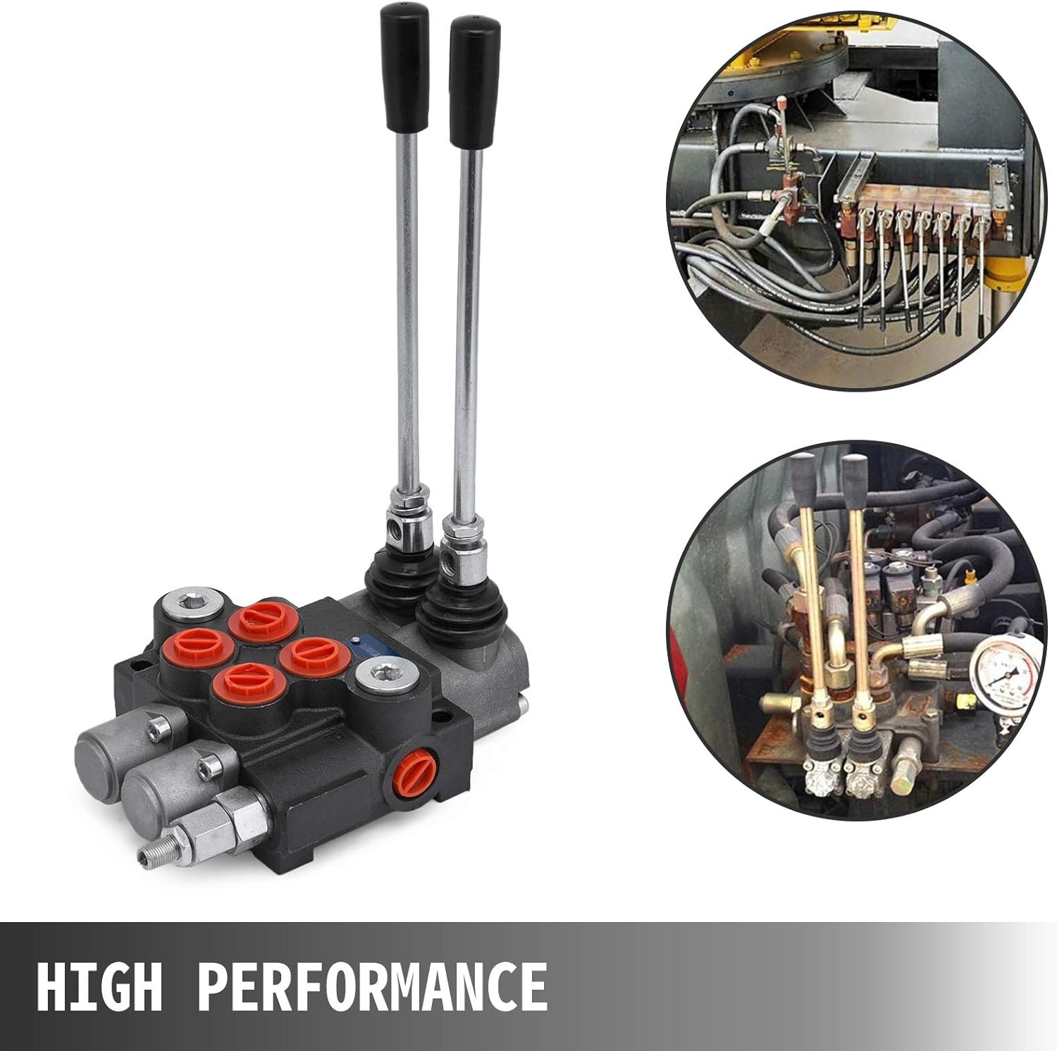 Vevor Hydraulische klep 2 spoel hydraulische directionele regelklep 11gpm hydraulische regelklep dubbelwerkend voor tractoren laders tanks zwart: industrieel en wetenschappelijk