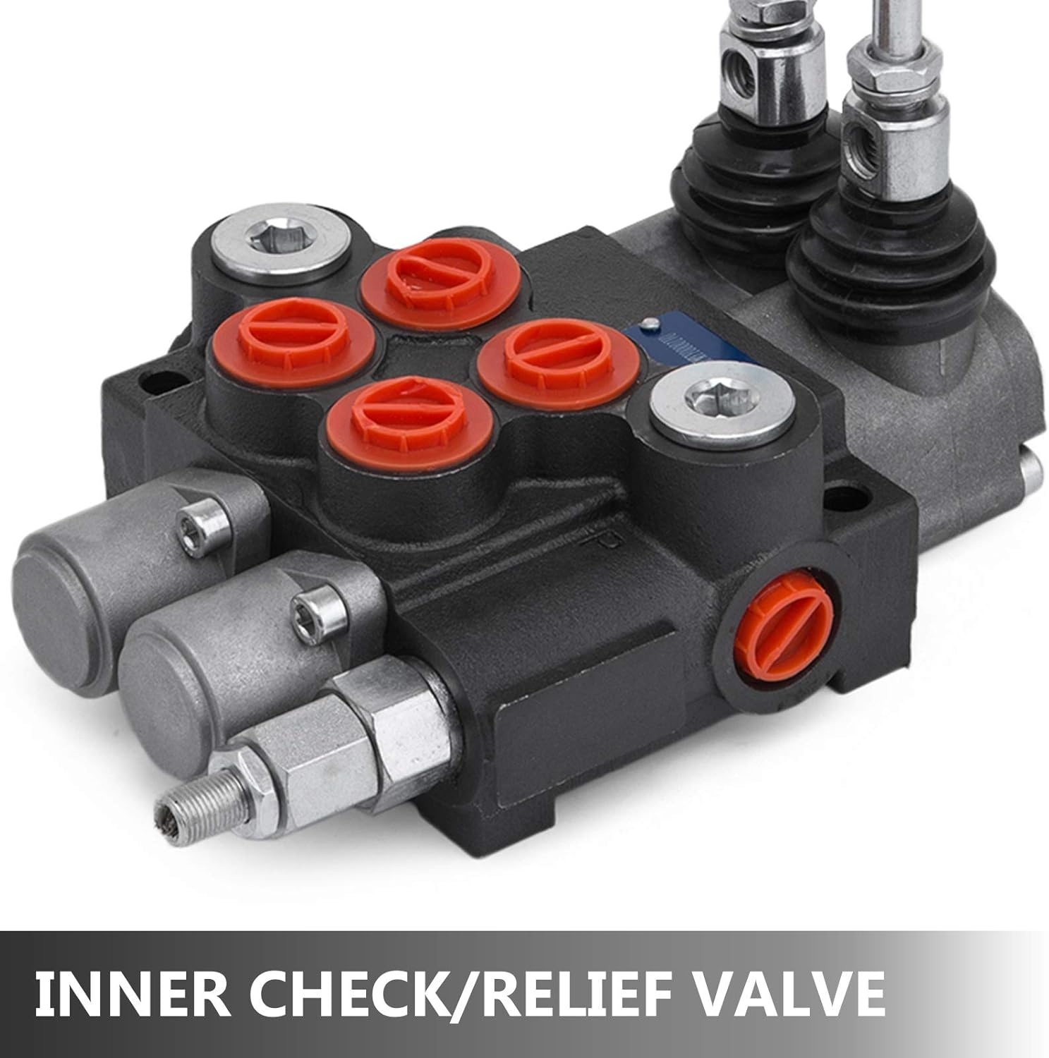 Vevor Hydraulische klep 2 spoel hydraulische directionele regelklep 11gpm hydraulische regelklep dubbelwerkend voor tractoren laders tanks zwart: industrieel en wetenschappelijk