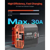 VEVOR DC-DC Acculader 12V 30A - 375W - Zwart - Geschikt voor Lithium, AGM, Gel en Loodaccu's