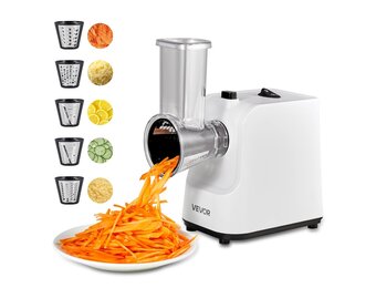 VEVOR Elektrische Groentesnijder 200W - 5-in-1 Keukenmachine met RVS Messen - RVS Kleur