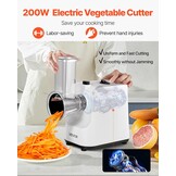VEVOR Elektrische Groentesnijder 200W - 5-in-1 Keukenmachine met RVS Messen - RVS Kleur