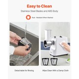VEVOR Elektrische Groentesnijder 200W - 5-in-1 Keukenmachine met RVS Messen - RVS Kleur