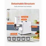 VEVOR Elektrische Groentesnijder 200W - 5-in-1 Keukenmachine met RVS Messen - RVS Kleur