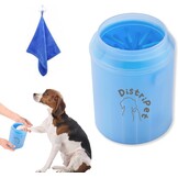 Hondenpootreiniger van siliconen, draagbaar, afneembaar, met microvezel handdoek voor honden, voor het reinigen van vuile voeten van huisdieren, blauw